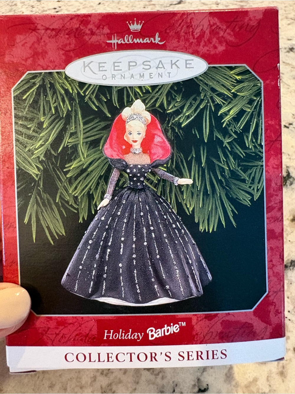 1998 Hallmark Holiday Barbie Keepsake Ornament Black Pink Gown w/ Box